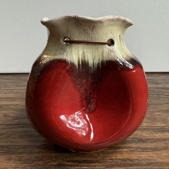 Manuel Garcia Arroyo Pottery Vase Red Glazed Sack Vase Signed Handmade - Picture 2 of 8